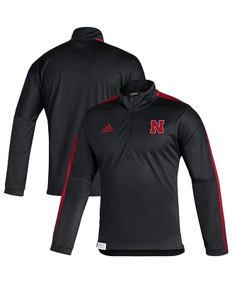 Men's adidas Black Nebraska Huskers 2021 Sideline Quarter-Zip Jacket