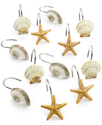 Avanti Antigua Starfish & Seashells Ceramic 12-Pc. Shower Curtain Hooks