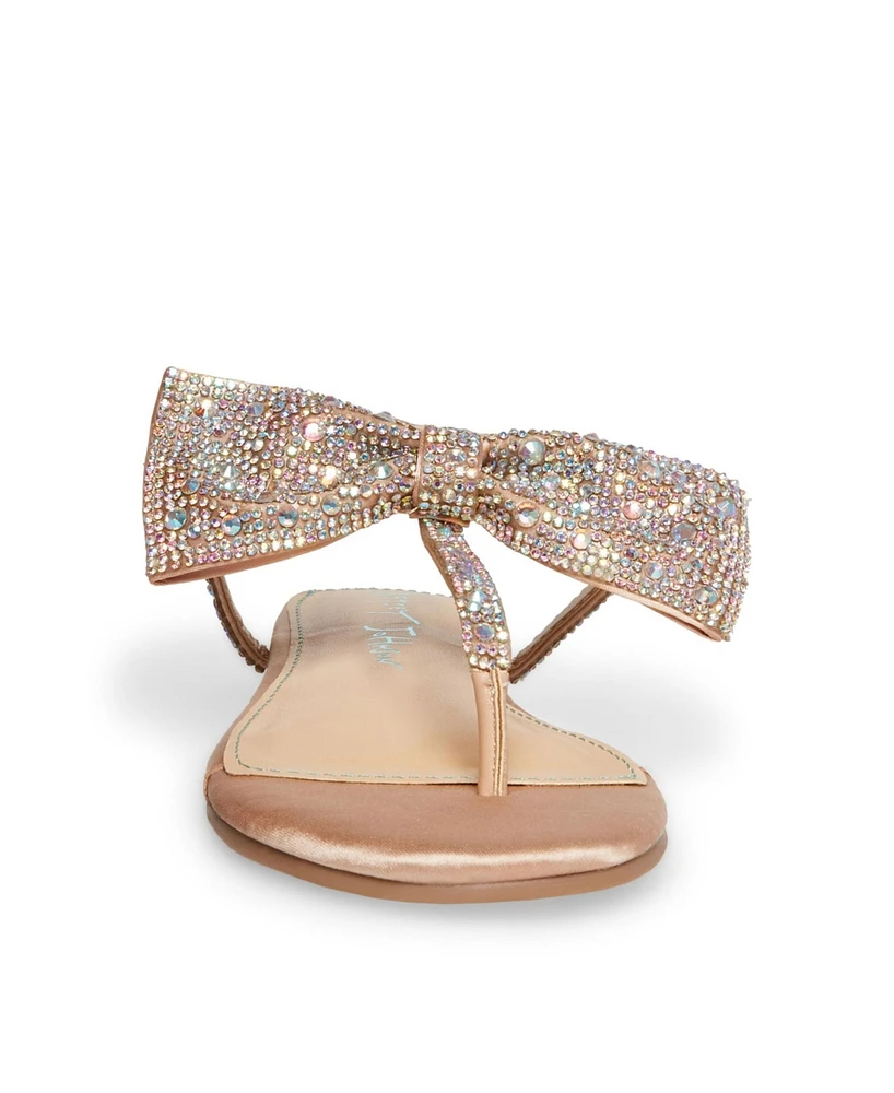 Betsey Johnson Little and Big Girls Sasha T-strap Sandals with Bow Detail