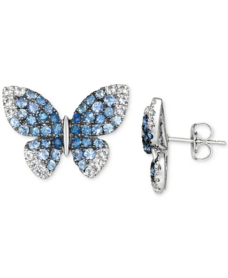 Le Vian Denim Ombre (1-3/4 ct. t.w.) & White Sapphire (1/2 ct. t.w.) Butterfly Stud Earrings in 14k White Gold