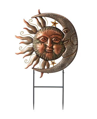 Glitzhome 36.25" Sun and Moon Yard Stake or Wall Decor
