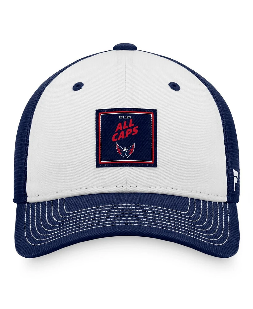 Men's Fanatics Navy, White Washington Capitals Block Party Snapback Hat