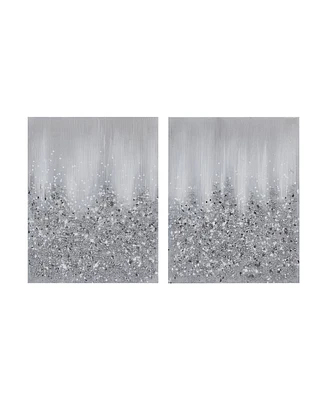 Madison Park Silver Glimmer Hand Brush Embellished Canvas Set, 2 Piece