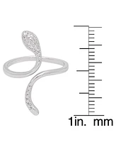 Diamond Accent Snake Ring Fine Silver Plate