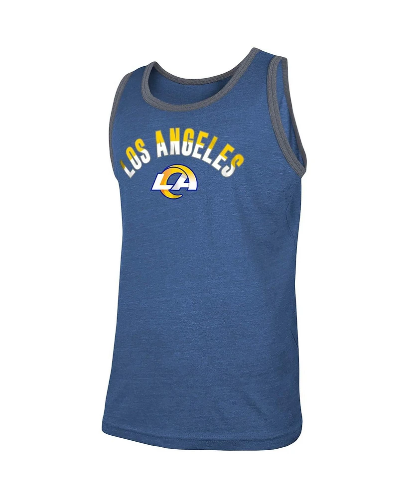Men's New Era Heathered Royal Los Angeles Rams Ringer Tri-Blend Tank Top