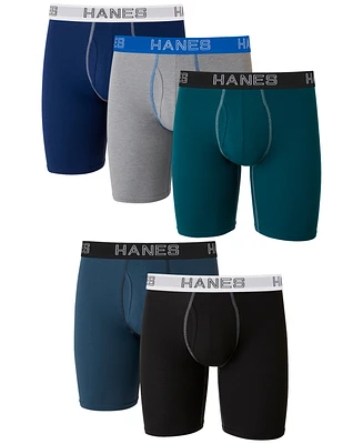 Hanes Men's 5-Pk. Ultimate Stretch Longer Leg Boxer Briefs