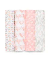 aden by aden + anais Baby Girls Printed Swaddle Blankets, Pack of 4