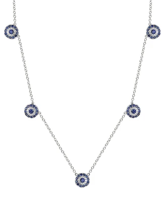 Lab-Grown Sapphire (1-1/10 ct. t.w.) & Lab-Grown White Sapphire (1/6 ct. t.w.) 17" Collar Necklace in Sterling Silver
