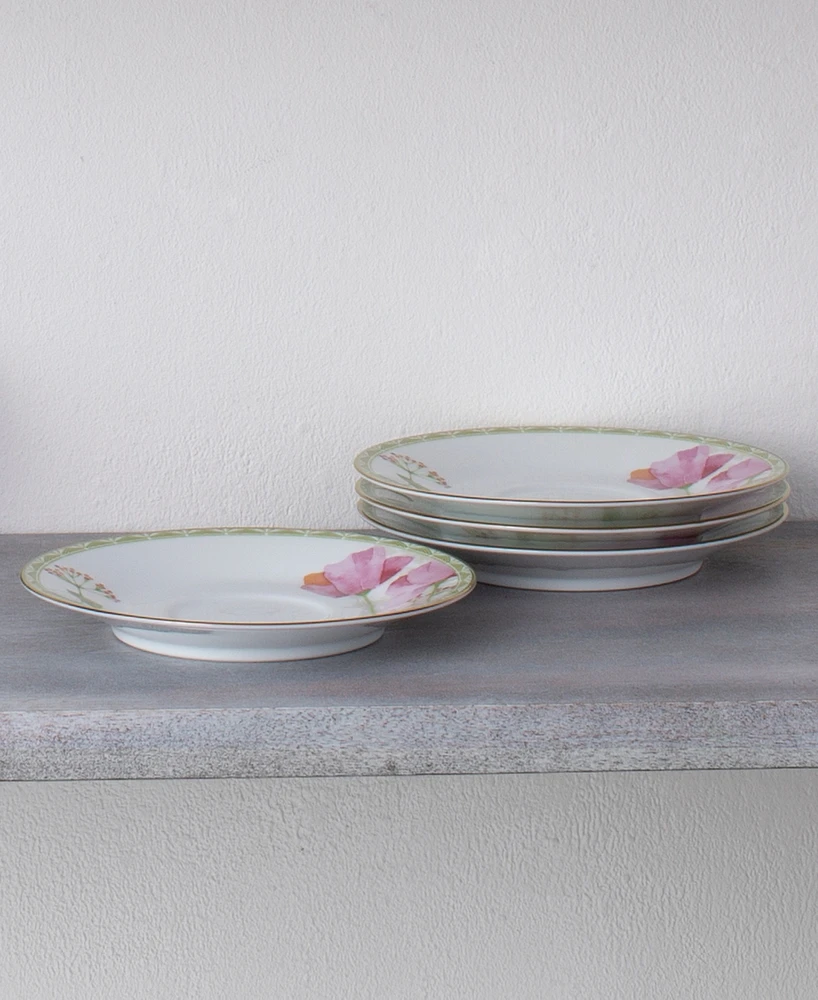 Noritake Poppy Place 6" Saucers, Set of 4