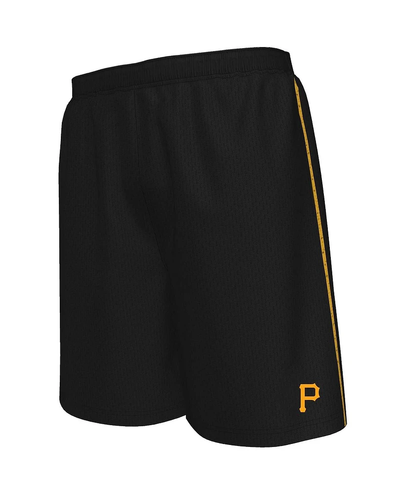 Men's Majestic Black Pittsburgh Pirates Big and Tall Mesh Shorts