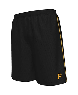 Men's Majestic Black Pittsburgh Pirates Big and Tall Mesh Shorts