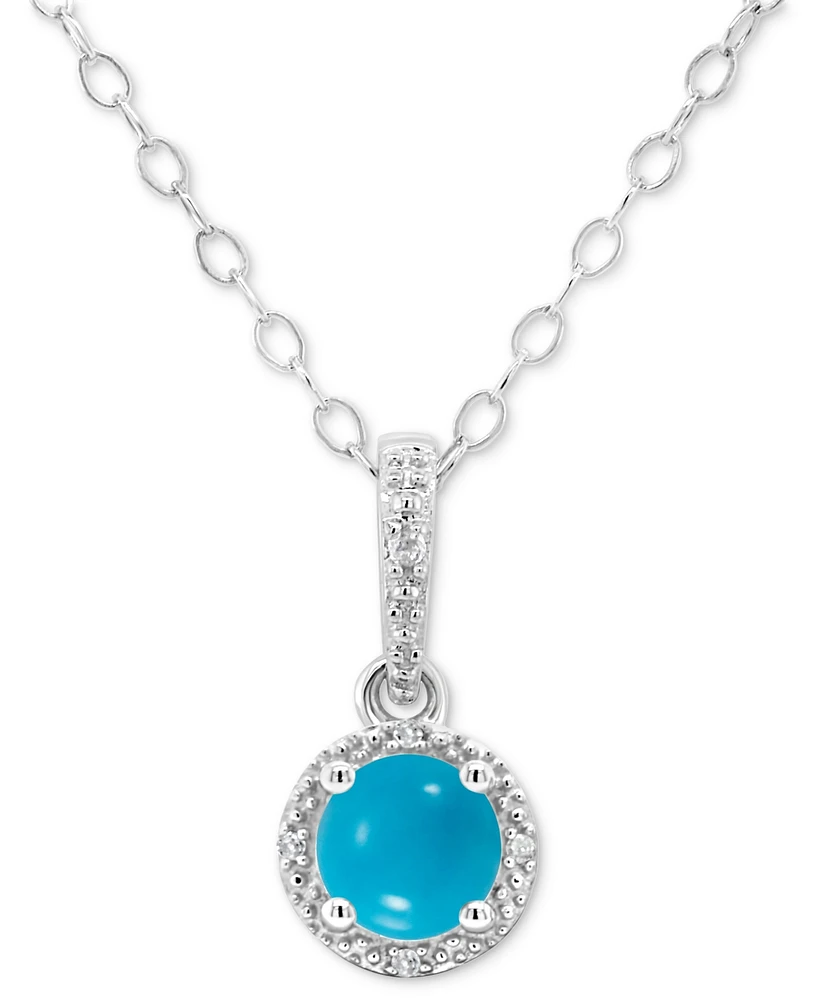 Cultured Freshwater Pearl & Diamond Accent 18" Pendant Necklace Sterling Silver (Also Onyx, Turquoise, Labradorite)