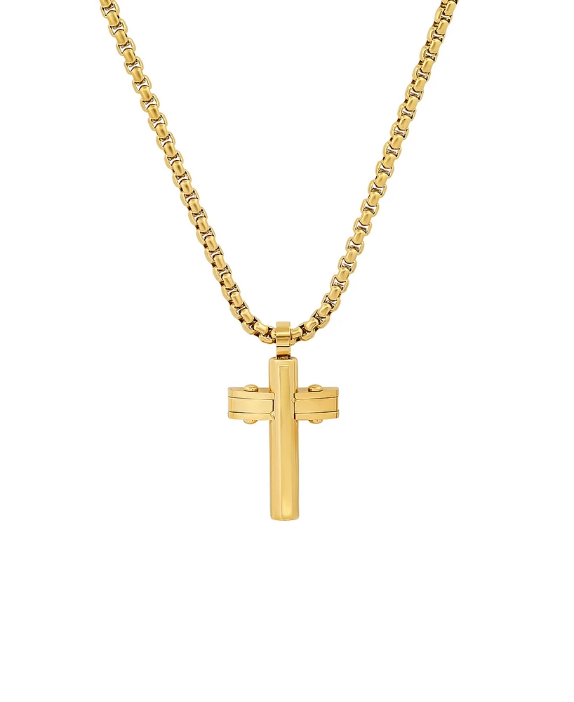 Steeltime Men's 18k Gold Plated Stainless Steel Cross Pendant