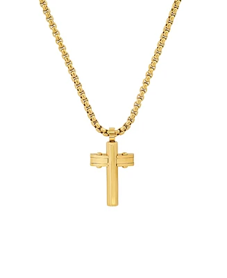 Steeltime Men's 18k Gold Plated Stainless Steel Cross Pendant
