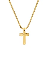 Steeltime Men's 18k Gold Plated Stainless Steel Cross Pendant