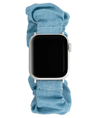 Anne Klein Women's Light Blue Denim Scrunchie Band designed for Apple Watch 42mm (Series 1-3 only) & 44/45/46/49mm (Ultra & Ultra 2)