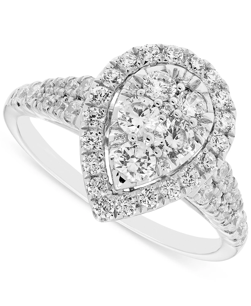 Diamond Pear-Shaped Halo Cluster Engagement Ring (1 ct. t.w.) in 14k White Gold