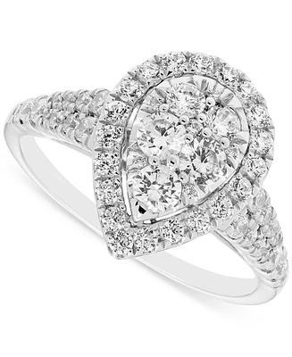 Diamond Pear-Shaped Halo Cluster Engagement Ring (1 ct. t.w.) in 14k White Gold