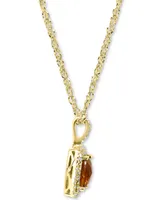 Citrine (1-5/8 ct. t.w.) & Diamond (3/8 ct. t.w.) Double Halo 18" Pendant Necklace in 14k Gold