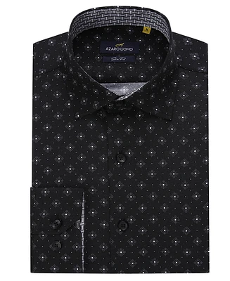Men's Business Geometric Long Sleeve Button Down Shirt