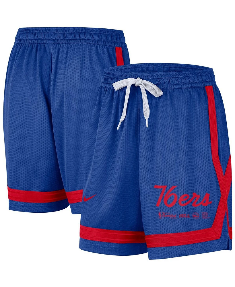 Women's Nike Royal Philadelphia 76ers Crossover Performance Shorts
