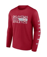 Men's Fanatics Crimson Oklahoma Sooners Broad Jump 2-Hit Long Sleeve T-shirt