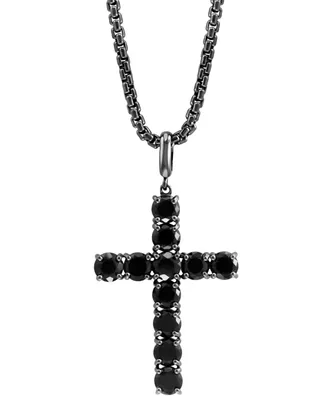 Effy Men's Black Spinel 22" Pendant Necklace in Black Rhodium-Plated Sterling Silver