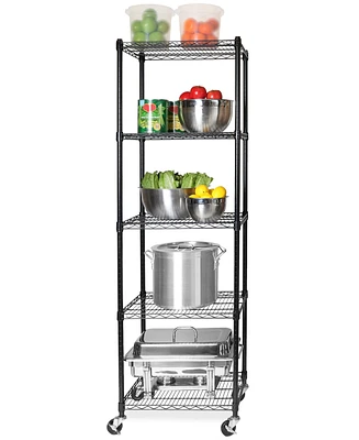 Seville Classics UltraDurable Commercial-Grade 5-Tier Nsf-Certified Steel Wire Wheeled Shelving