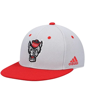 Men's adidas Gray and Red Nc State Wolfpack On-Field Baseball Fitted Hat