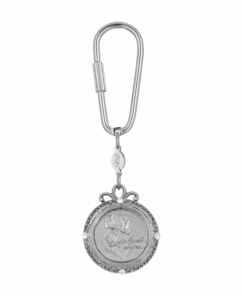 Women's April Flower of the Month Sweet Pea Key Fob