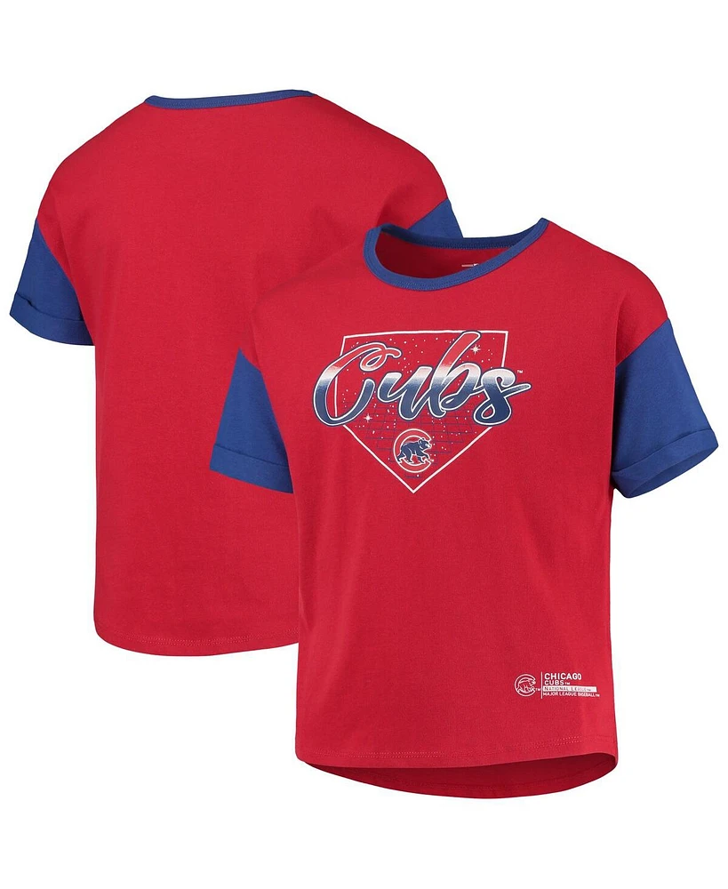 Big Girls Red Chicago Cubs Bleachers T-shirt