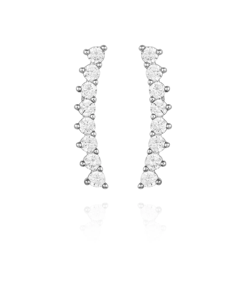 Vince Camuto Silver-Tone Cubic Zirconia Climber Earrings
