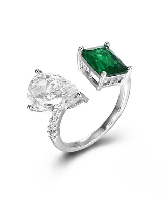 Cubic Zirconia Sterling Silver Pear Fashion Ring