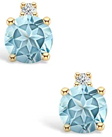 Aquamarine (1/2 ct. t.w.) and Diamond Accent Stud Earrings 14K Yellow Gold