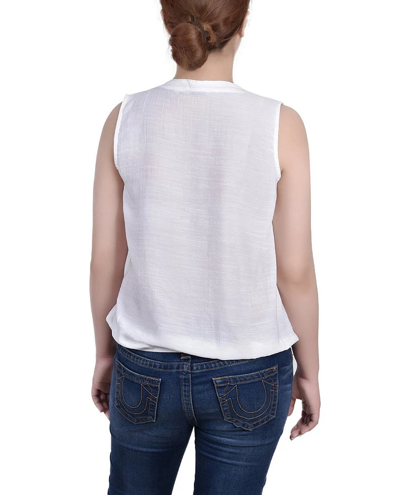 Ny Collection Petite Size Sleeveless Pintucked Blouse