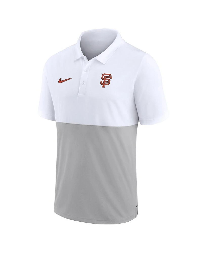 Men's Nike White, Silver San Francisco Giants Team Baseline Striped Performance Polo Shirt