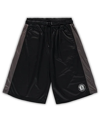 Men's Fanatics Black, Charcoal Brooklyn Nets Big and Tall Performance Shorts