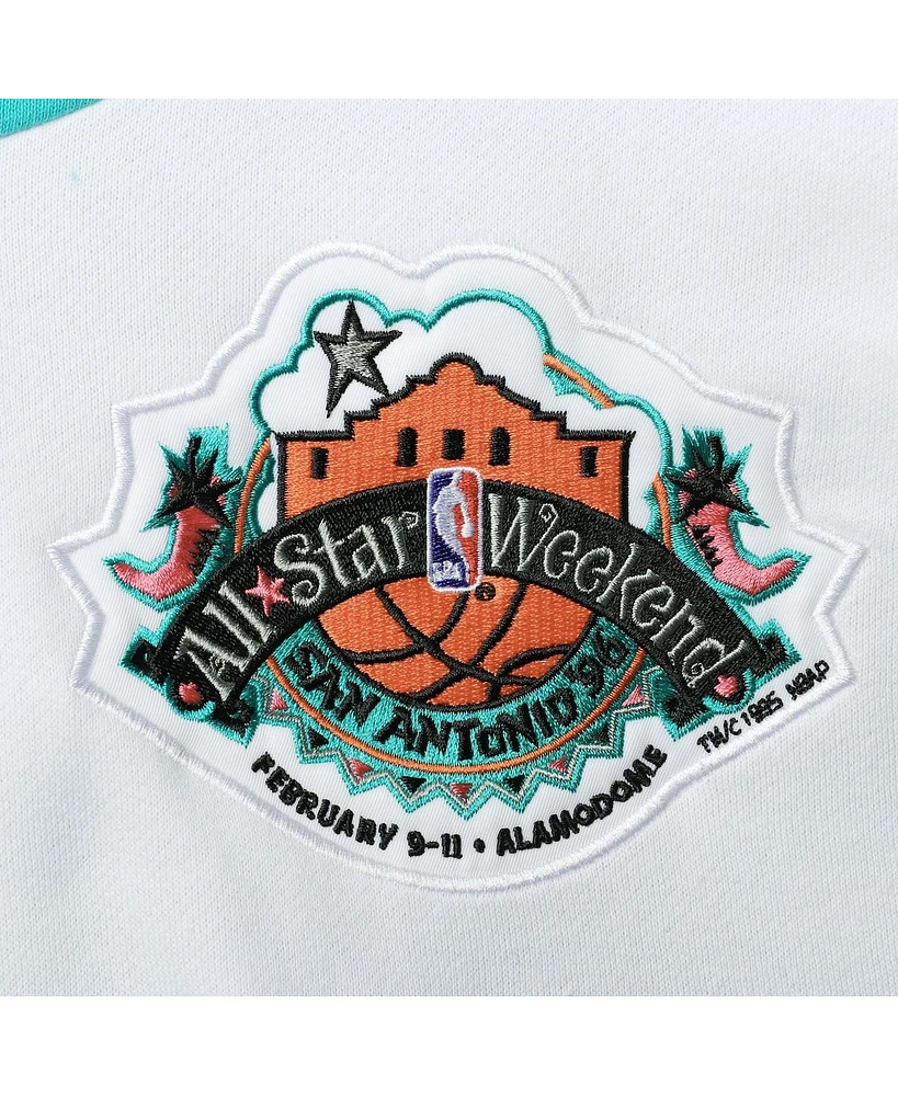 Men's Mitchell & Ness Teal Nba Hardwood Classics 1996 All-Star Game Colorblock Fusion Pullover Hoodie