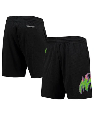 Men's Mitchell & Ness Black Miami Heat Hardwood Classics Color Bomb Energy Shorts