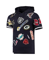 Men's Pro Standard Navy Nfl League Wordmark Short Sleeve Pullover Hoodie