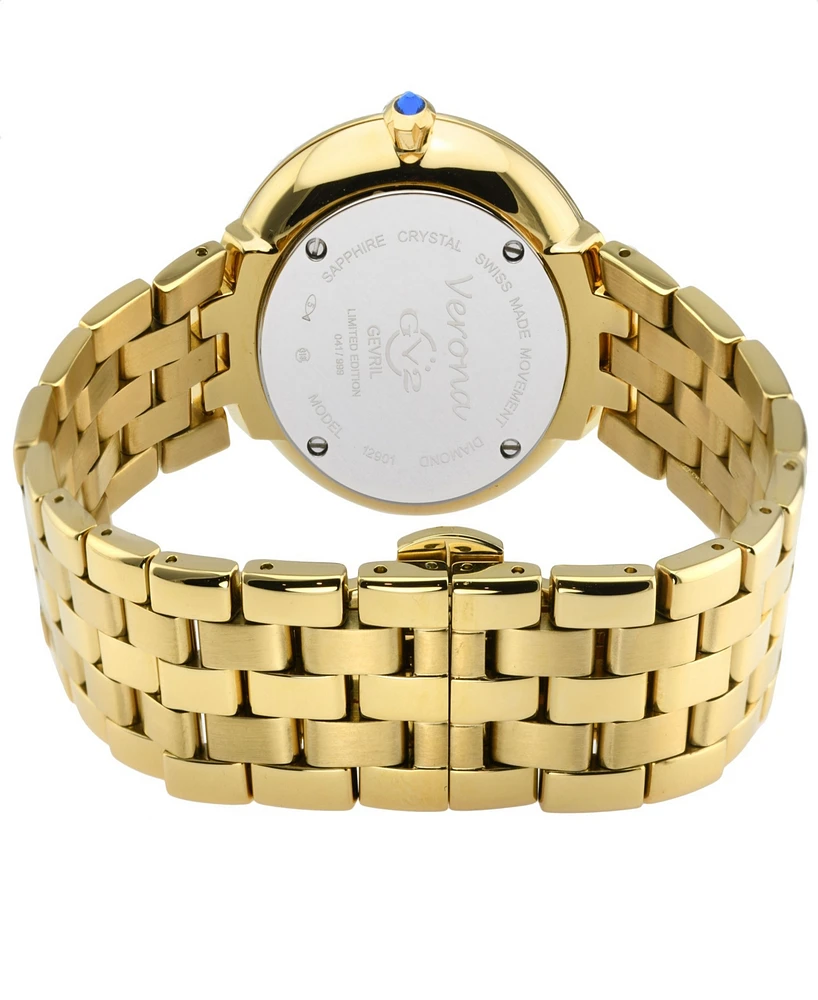 Gevril Women's Verona Swiss Quartz Gold-Tone Stainless Steel Bracelet Watch 37mm