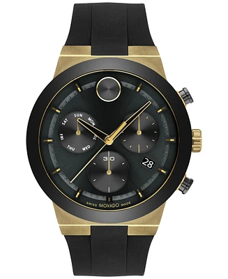 Movado Men's Swiss Chronograph Bold Fusion Black Silicone Strap Watch 45mm