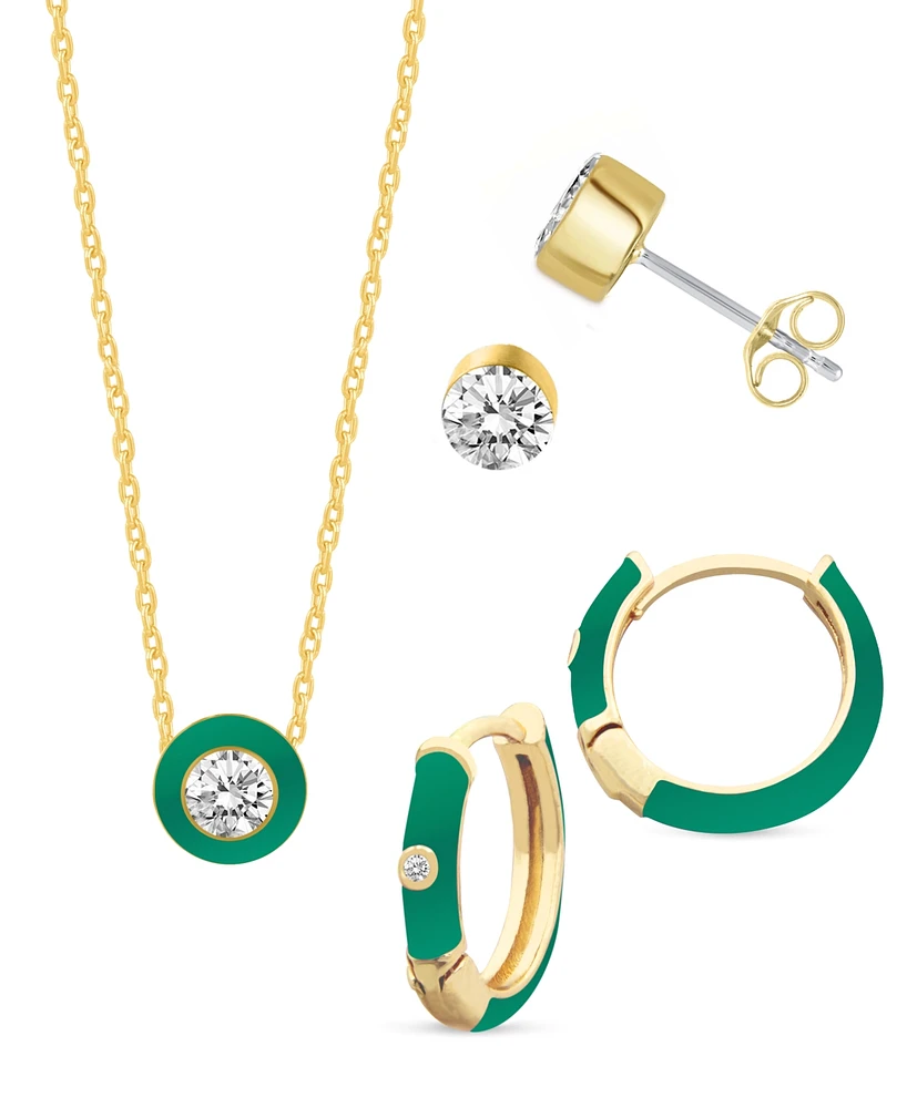 Crystal Enamel Necklace and Earring Set