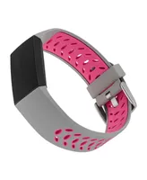 WITHit Grey and Pink Silicone Sport Band designed for Fitbit Charge 3 & 4