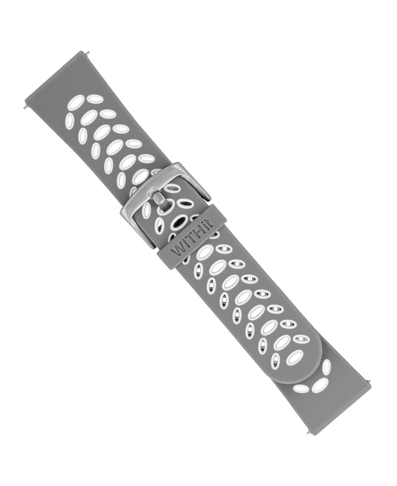WITHit Grey and White Silicone Sport Band designed for Fitbit Versa, Versa 2 and Versa Lite