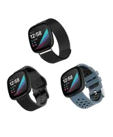 WITHit Stainless Steel Mesh Band and Silicone Band 3-Pack designed for the Fitbit Versa 3 & 4 and Sense & Sense 2