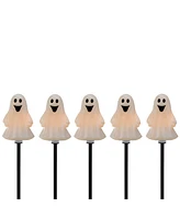Ghost Shaped Halloween 5 Piece Pathway Markers with 3.75' Black Wire Set