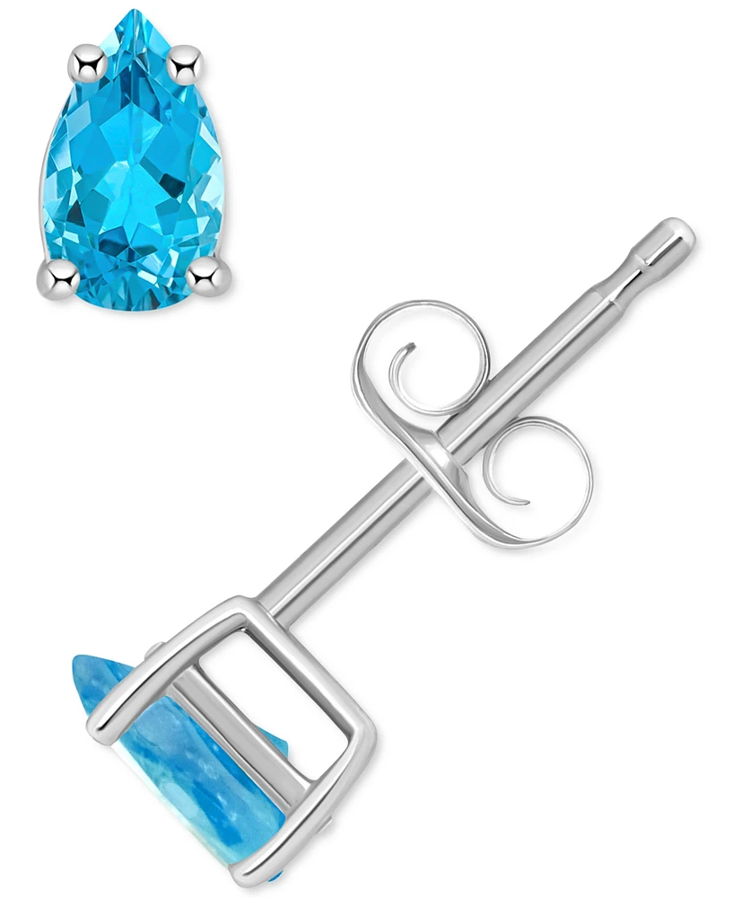 Blue Topaz Pear Stud Earrings (1/2 ct. t.w.) 14k Gold