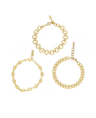 Ettika 18K Gold Plated Might and Chain Bracelet Set