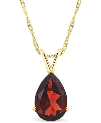 Macy's Garnet (3-1/3 ct. t.w.) Pendant Necklace in 14K Yellow Gold